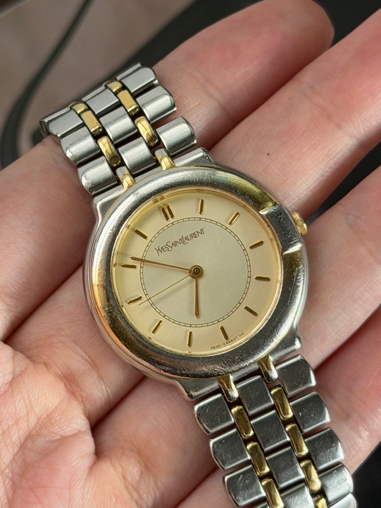 Vintage Yves Saint Laurent gold dial quartz watch, additional view 3