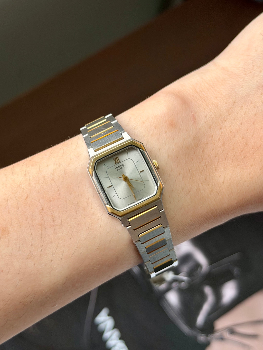 Seiko Two-Tone Rectangular Dress Vintage Watch