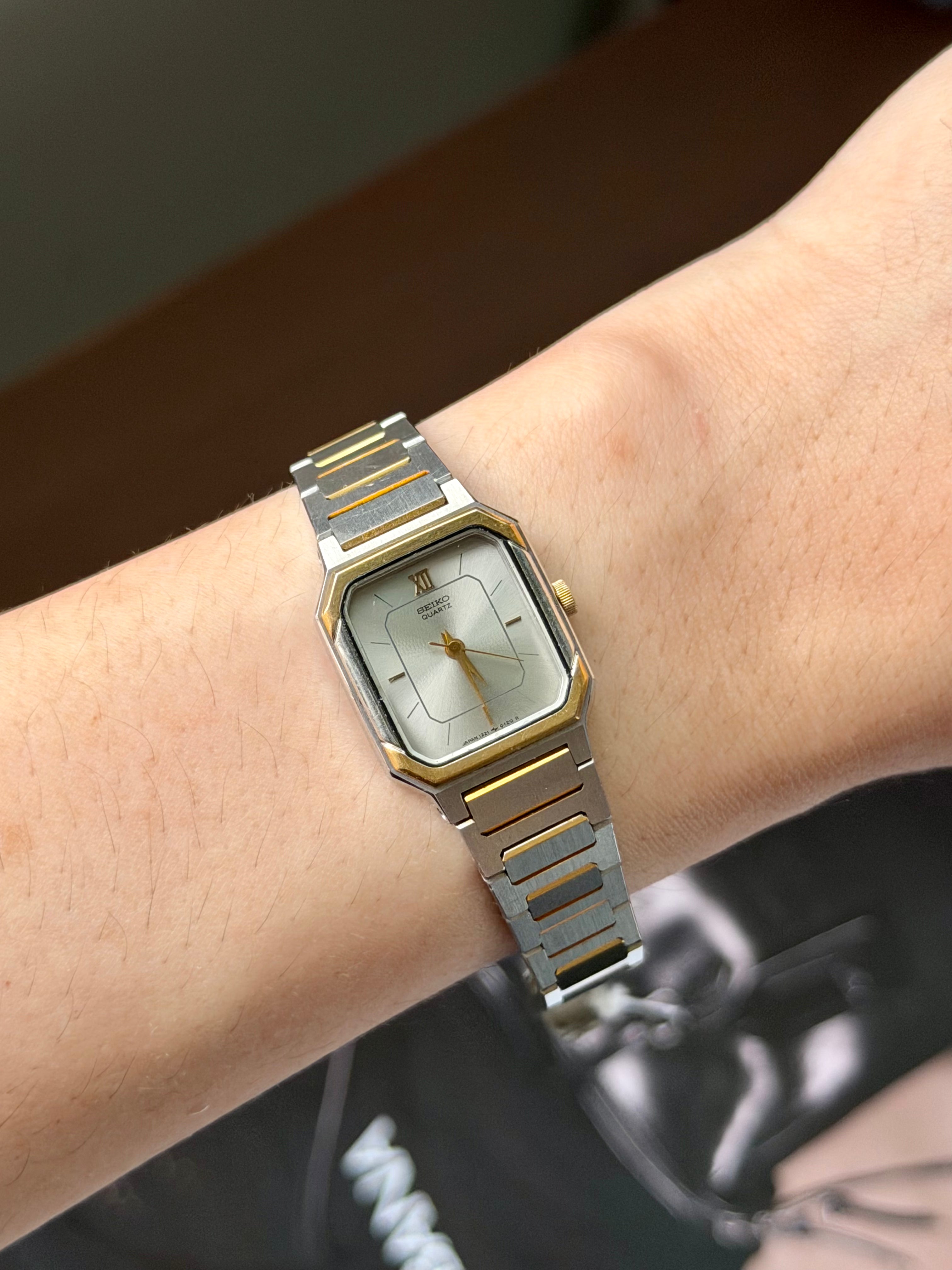 Seiko Two-Tone Rectangular Dress Vintage Watch