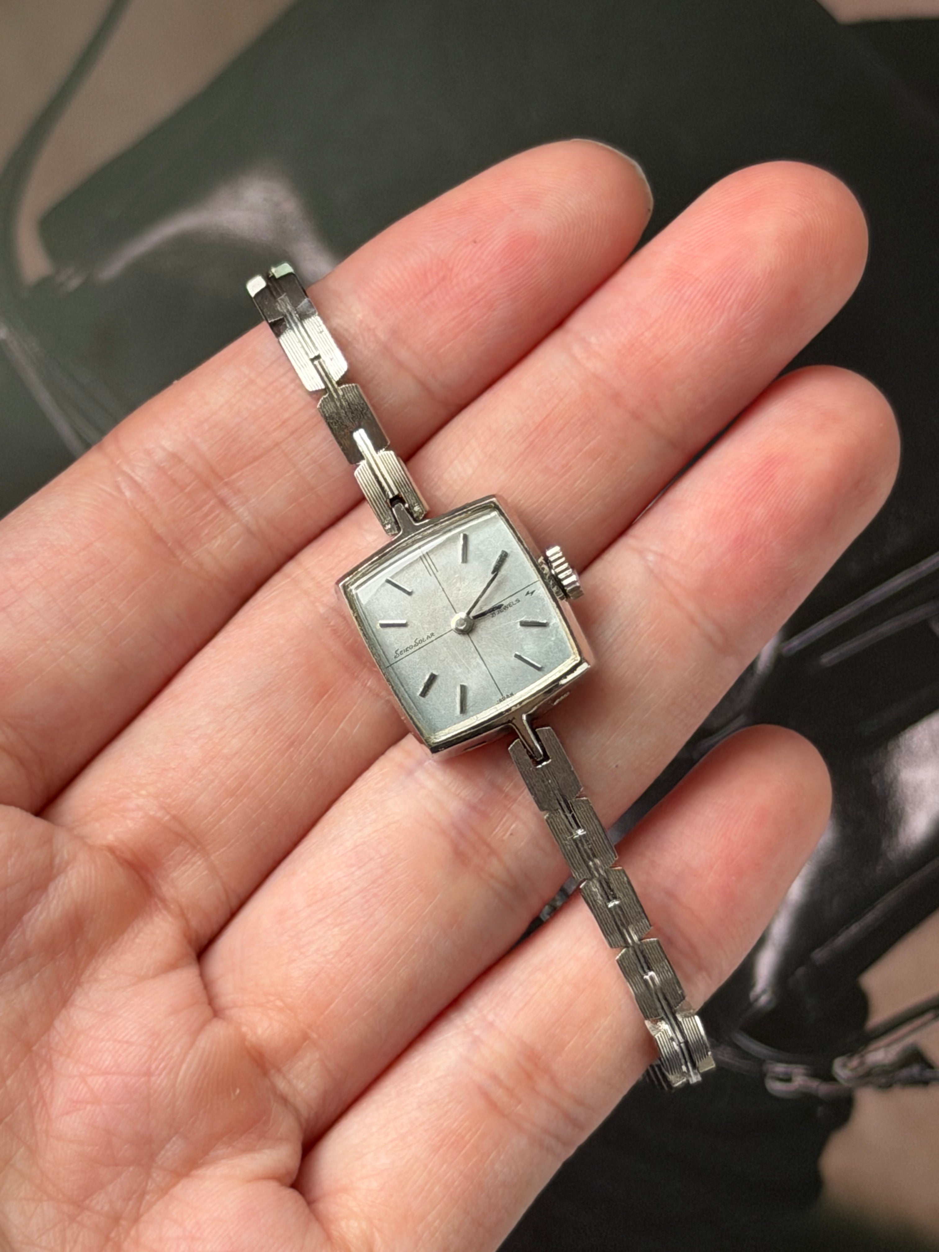 Vintage 1970s Seiko Solar 21 Jewels Diamond Ladies' Mechanical Watch