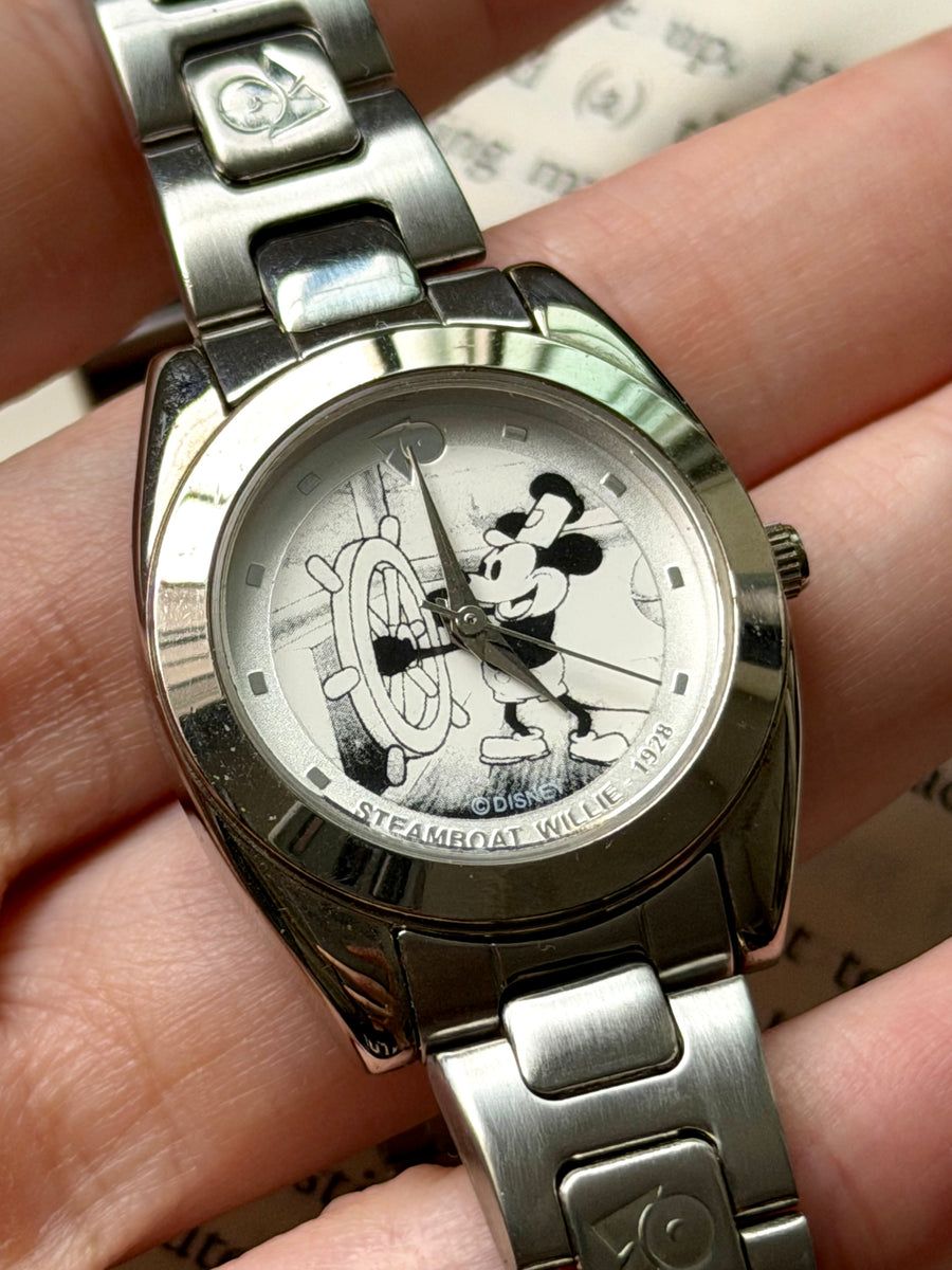 Disney Steamboat Willie Mickey Mouse quartz watch, front view