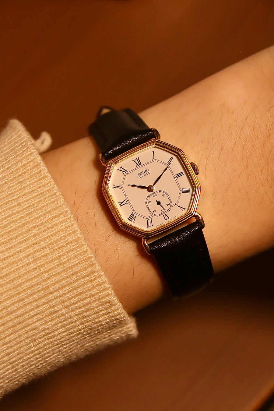 Seiko Socie 1428-5030 vintage gold-tone octagonal quartz watch