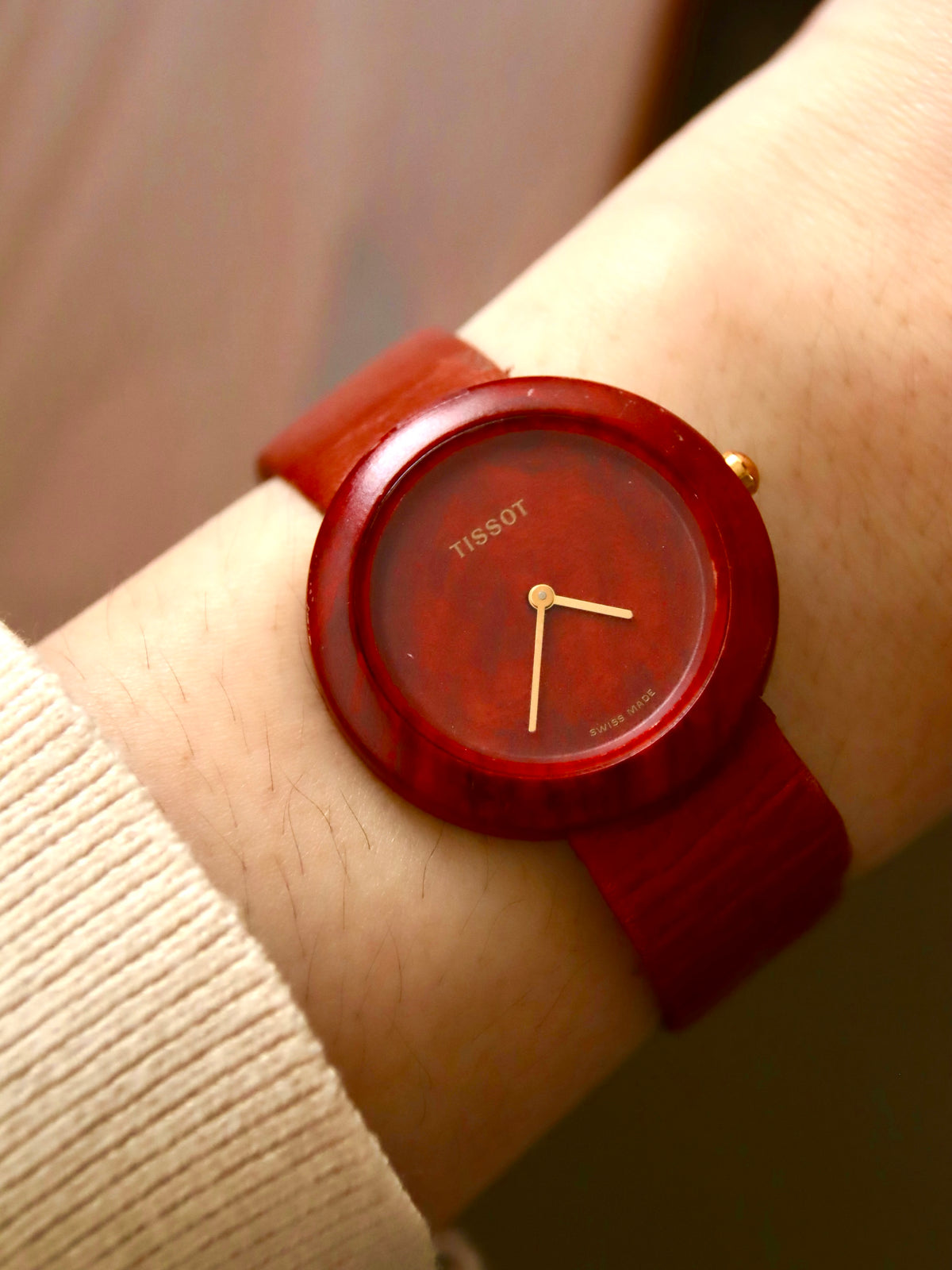 Vintage Tissot W150 1980s WoodWatch Quartz product image 1
