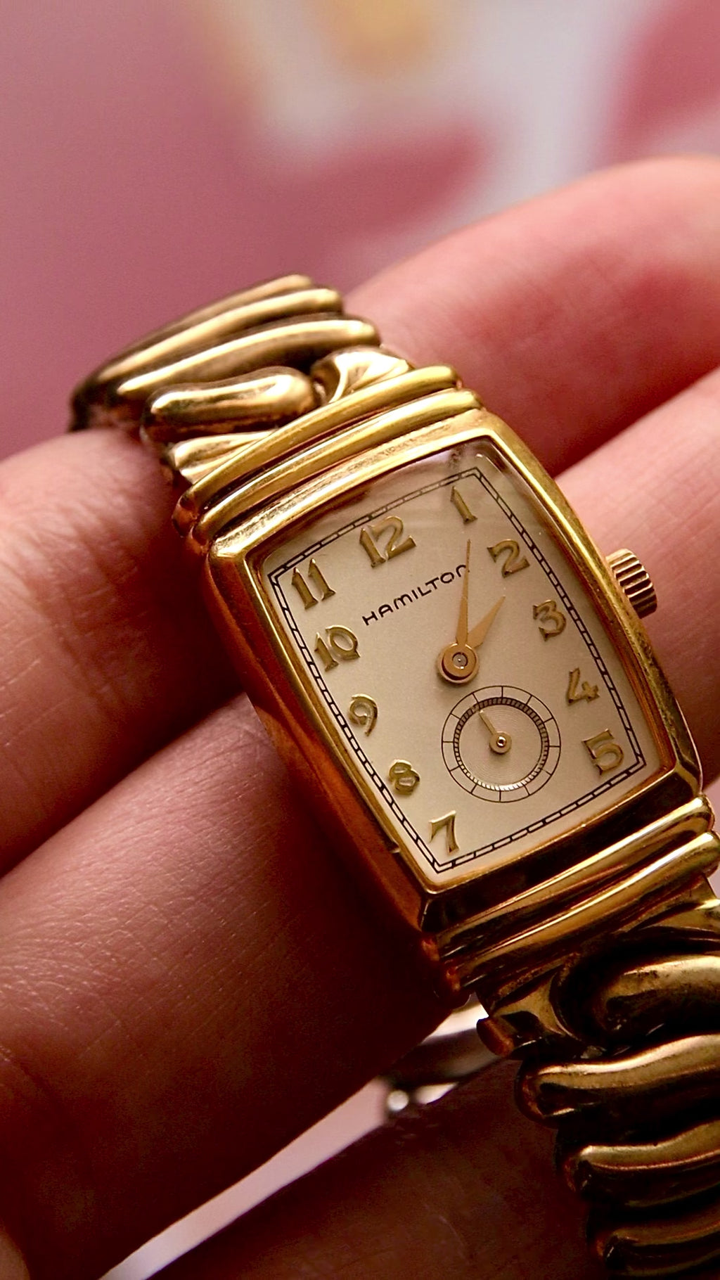 Hamilton Art Deco Quartz Women's Watch In Gold