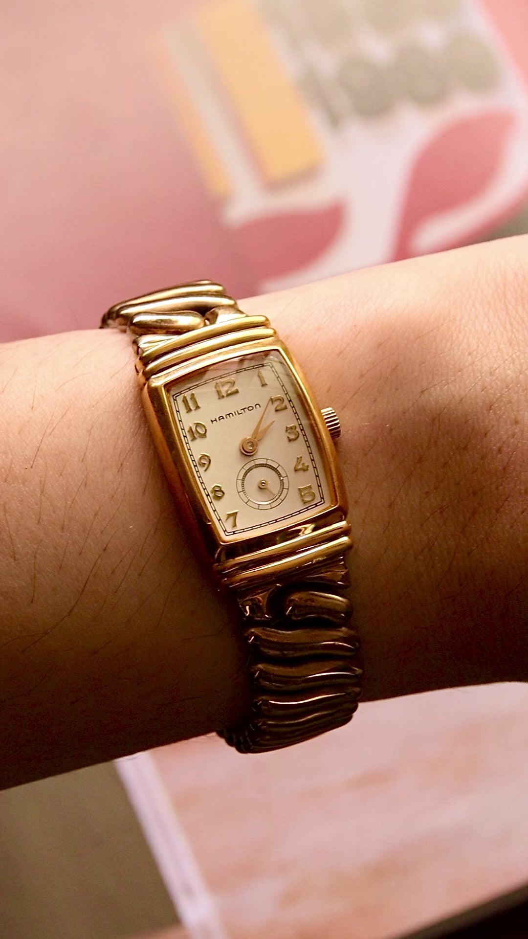 Hamilton Art Deco Quartz Women's Watch In Gold