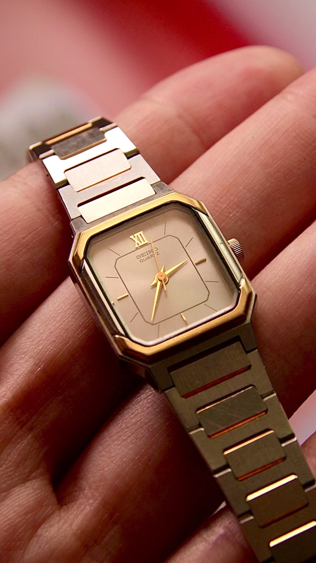 Seiko Two-Tone Rectangular Dress Vintage Watch